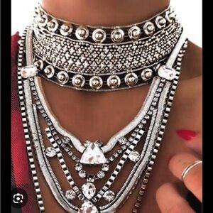Silver Statement Choker Necklace